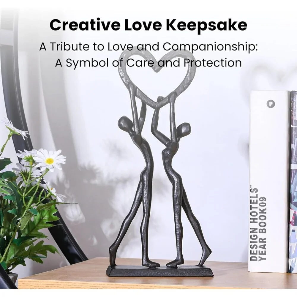 Modern Iron Sculpture Anniversary Hand Crafted Love Sculptures Figurines Décor